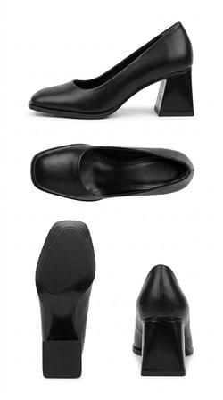Stow Siyah Cilt Topuklu Ayakkabı