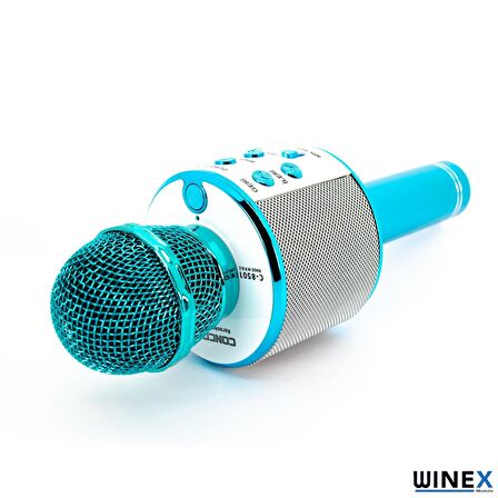 Global UsbA+TF Sd Kart+3.5mm Aux Girişli Bluetooth Karaoke Mikrofonu Mavi WNE0145