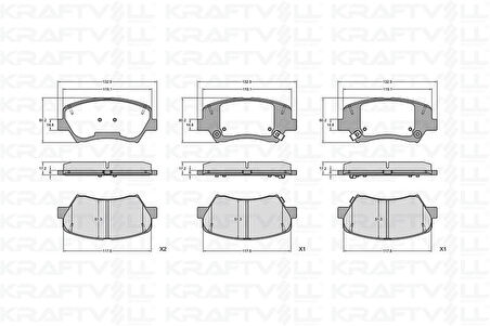 Hyundaı On Fren Balatası Hyundaı Elantra 2011-> Elantra 2016-> İ30 2011->  Kia Optıma 2012-> Cerato 2015-> C - Kraftvoll 07010101