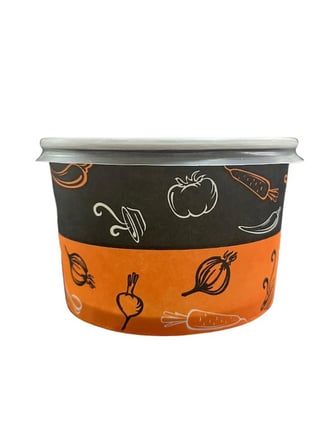16 Oz Karton Kağıt Aşure Çorba Tatlı Yemek Kasesi Kullan At Plastik Kapaklı Sızdırmaz 25 Adet