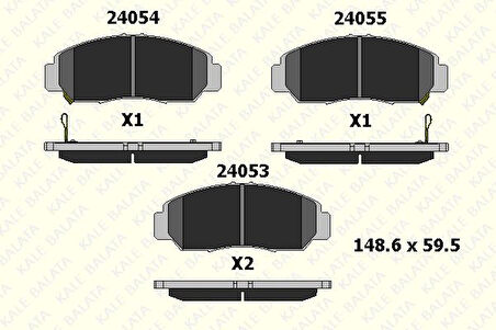 Honda On Fren Balatası Honda CIVIC 1.4-1.6-1.8 Hb-Sedan 2006-> CIVIC (fb7) 2012->  Honda Frv 2006-> - Kale B 24053 170 05 Ans