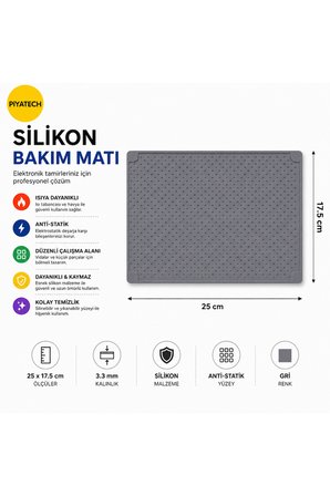 Profesyonel Isıya Dayanıklı Silikon Tamir Ve Bakım Matı Gri 25x17.5 Cm