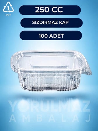 250 Gr Kapaklı Sızdırmaz Kullan-At Plastik Kase – Paket Servis & Buzdolabı İçin – 100 ' Lü