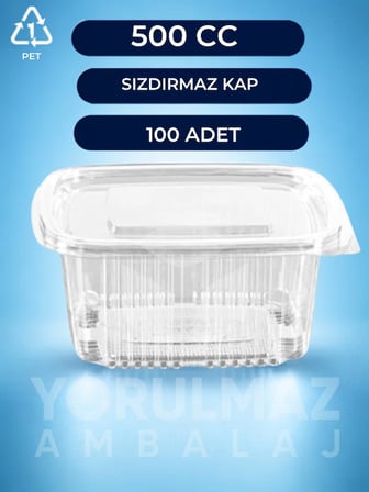 500 Gr Kapaklı Sızdırmaz Kullan-At Plastik Kase – Paket Servis & Buzdolabı İçin – 100 ' Lü