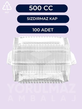 500 Gr Yüksek Kapaklı Sızdırmaz Kullan-at Plastik Kase – Paket Servis & Buzdolabı İçin – 100 ' Lü