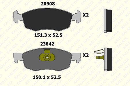 Fiat On Fren Balatası Fiat Doblo 01>06 Fiat Albea Palıo 96> Dacıa Logan 06> - Kale B 23842 180 05 Ans