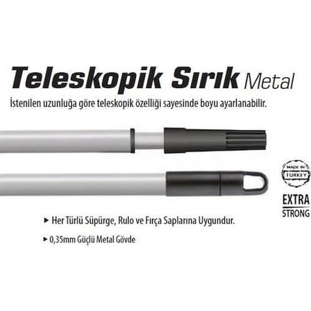 S'82 Teleskopik Sırık Metal Gri 2 Metre