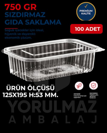 🥡 Kapaklı 750 Gr Sızdırmaz Kullan-At Plastik Kase 100'lü – Paket Servis & Saklama Kabı