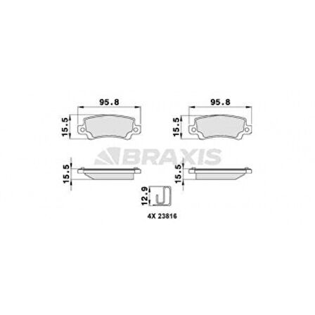 Toyota Arka Fren Balatası Toyota Corolla 1.4 1.6 Vvti Benzinli 2003-2007 - Braxıs Ab0136