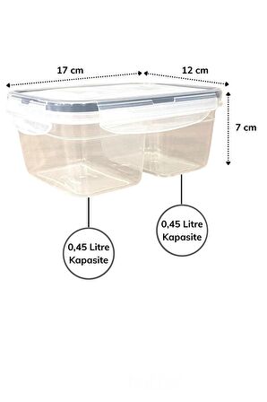 Beslenme Kabı LC-524, 2 Bölmeli Çok Amaçlı Erzak Saklama Kabı