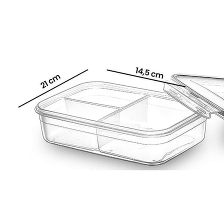 Plastart Fresh Box Dikdörtgen 3 Bölmeli Saklama Kabı - 1000 ml