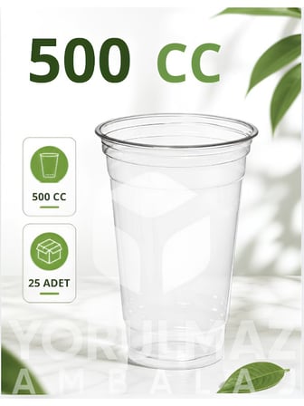 🥤 500 Cc Plastik Bardak 25 Adet | 🧊 Kaliteli Kullan- At Soğuk İçecek Bardağı