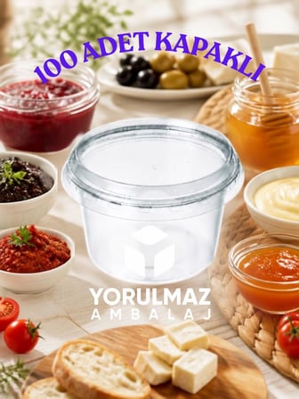 🥫 100 Adet 80 CC Kapaklı Sos Kabı – Sızdırmaz Sosluk, Ketchup & Mayonez Kabı
