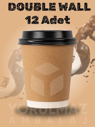 🔥 8 Oz Double Wall Çift Duvarlı Ekstra Kalın Kapaklı Karton Bardak 12’li – 200 CC Kahve ve Sıcak İç