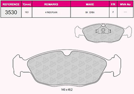 Opel On Fren Balatası Vectra A Astra F Corsa A B Combo B - Beser 3530