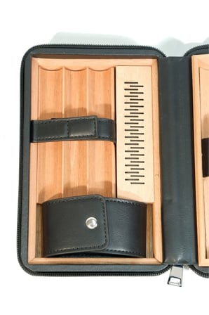 Cohiba Dahili Çakmak Siyah Deri Puro Taşıma Çantası & Seyahat Humidoru TR9769