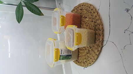 Dünya Plastik Contalı Sızdırmaz Derin Kare Saklama Kabı 3'lü Set Sarı (575ml-1075ml-1900ml)