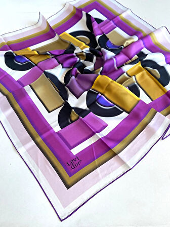 Levidor Tivil İpek Eşarp 48903 Pembe Karışık Desen