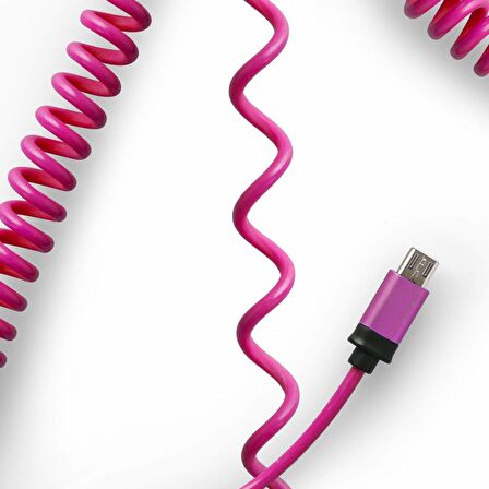 Petrix Pfk805 Micro Usb Spiral Kablo, Pembe