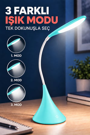 Dokunmatik LED Masa Lambası Dimmerli Esnek Akrobatik Kitap Okuma Ders Çalışma Pilli & USB Kablolu Kullanım