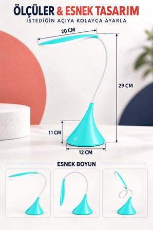Dokunmatik LED Masa Lambası Dimmerli Esnek Akrobatik Kitap Okuma Ders Çalışma Pilli & USB Kablolu Kullanım