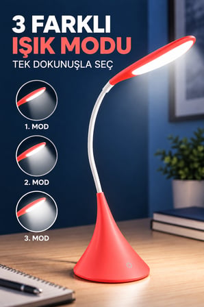 Dokunmatik LED Masa Lambası Dimmerli Esnek Akrobatik Kitap Okuma Ders Çalışma Pilli & USB Kablolu Kullanım