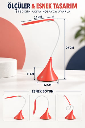 Dokunmatik LED Masa Lambası Dimmerli Esnek Akrobatik Kitap Okuma Ders Çalışma Pilli & USB Kablolu Kullanım