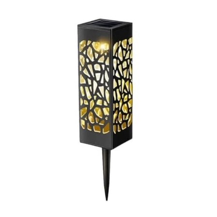 Petrix 23242 Bölmeli Otantik Desenli Dekoratif Solar Bahçe Aydınlatması - Siyah