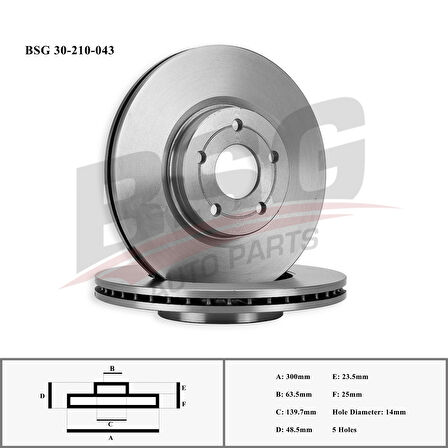 Ford Fren Diski Ön - Adet (300 Mm) - Bsg 30-210-043