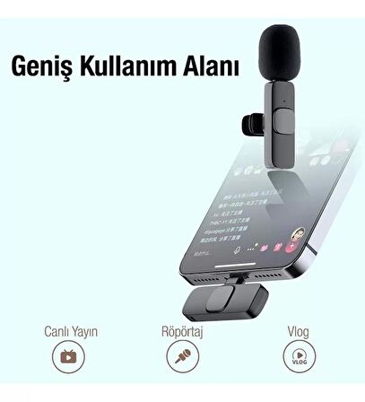 Iphone Girişli Telefon Uyumlu Wireless Tiktok Yayın Yaka Mikrofonu Blm-01