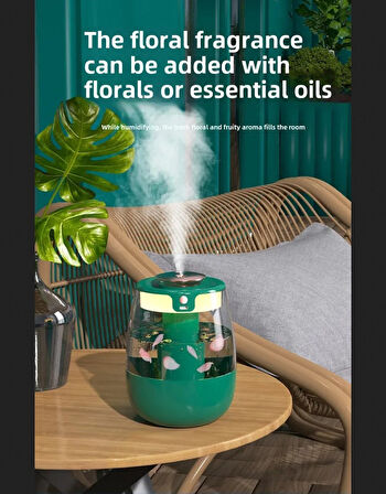 MİGHTY YEŞİL BÜYÜK KAPASİTELİ 1.3 LT USB ULTRASONİK OFİS ODA VE ARABA HAVA NEMLENDİRİCİ BUHAR MAKİNESİ AROMA DİFİZÖRÜ ÇİFT PÜSKÜRTME