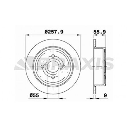 Toyota Arka Fren Diski (aynası) Duz Toyota Corolla Vvti Benzinli 02-07 (258x4) - Braxıs Ae0283