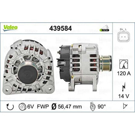 Renault Alternator 14v 125a Clio IV 12> Captur I 13> Symbol III 13> Fluence 10> Megane III 10> Logan II 12> - Valeo 439584