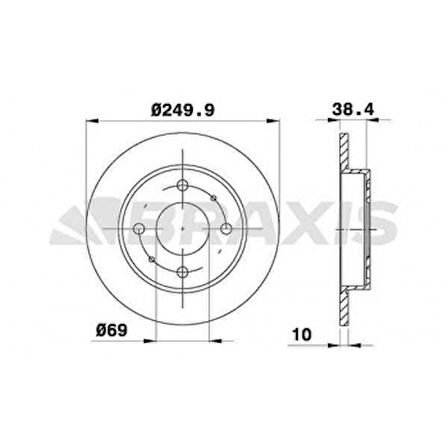 Mitsubıshı Arka Fren Disk Aynası Mitsubıshı Colt Cz3 1.1i / Smart Forfour 04>06 250×4 - Braxıs Ae0246