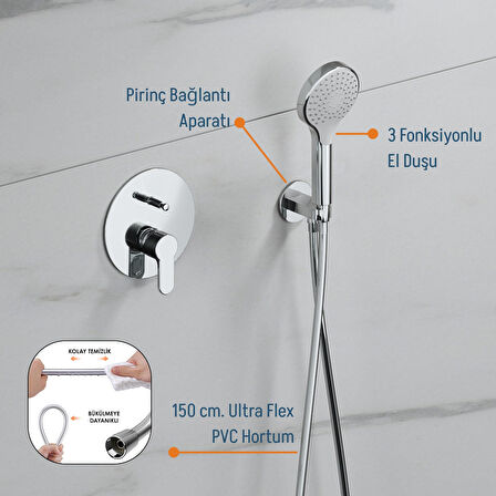  Adell Lento Optimal Ankastre Set -Krom - 2 Yollu Çıkış