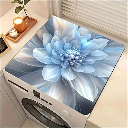 55 CM x 45 CM MAVİ İNCİ ÇİÇEK DESENLİ TEZGAH ÜSTÜ BULAŞIK KURUTMA MATI BULAŞIKLIK KURUTMA ÖRTÜSÜ
