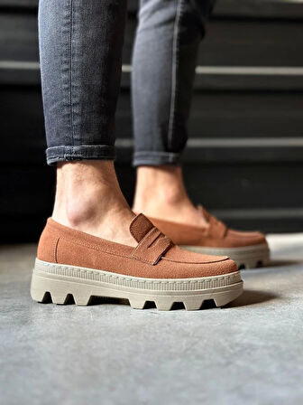 Knack Yüksek Taban Klasik Ayakkabı 779 Taba Süet