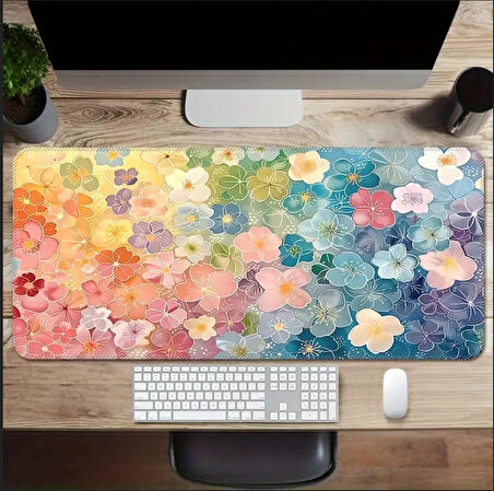 70X30 CM RENKLİ ÇİÇEKLER TEMALI KAYDIRMAZ TABAN SPEED YÜZEY OYUNCU MOUSE PAD GAMİNG