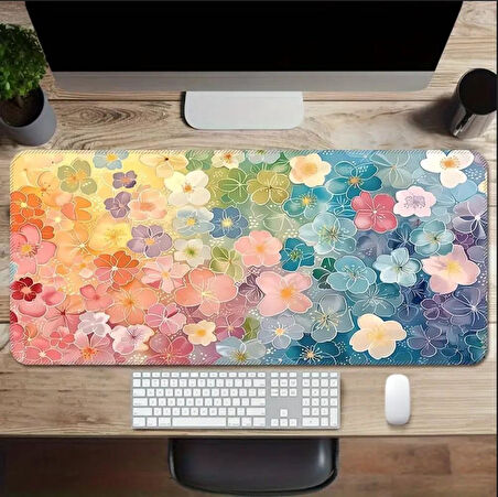 70X30 CM RENKLİ ÇİÇEKLER TEMALI KAYDIRMAZ TABAN SPEED YÜZEY OYUNCU MOUSE PAD GAMİNG