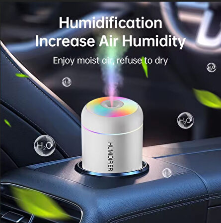 RGB BEYAZ 180 ML USB ULTRASONİK OFİS ODA VE ARABA HAVA NEMLENDİRİCİ BUHAR MAKİNESİ AROMA DİFİZÖRÜ