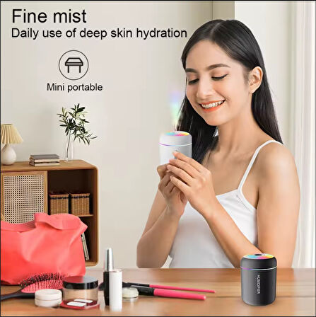 RGB BEYAZ 180 ML USB ULTRASONİK OFİS ODA VE ARABA HAVA NEMLENDİRİCİ BUHAR MAKİNESİ AROMA DİFİZÖRÜ