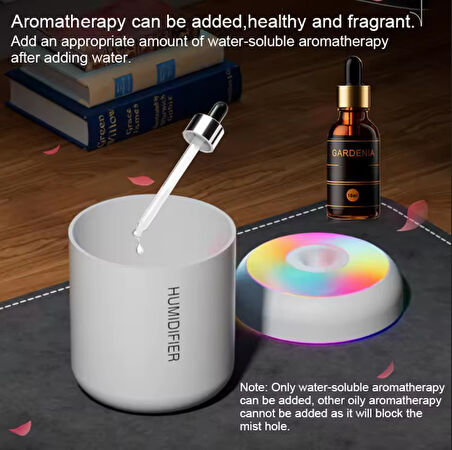 RGB BEYAZ 180 ML USB ULTRASONİK OFİS ODA VE ARABA HAVA NEMLENDİRİCİ BUHAR MAKİNESİ AROMA DİFİZÖRÜ