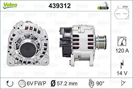 Vag Alternator 14v 120a A3 A4 Galaxy Cordoba İbiza Leon Toledo Fabıa Octavı 1,6 / 1,8t / 1,9tdi / 1,9sdi - Valeo 439312