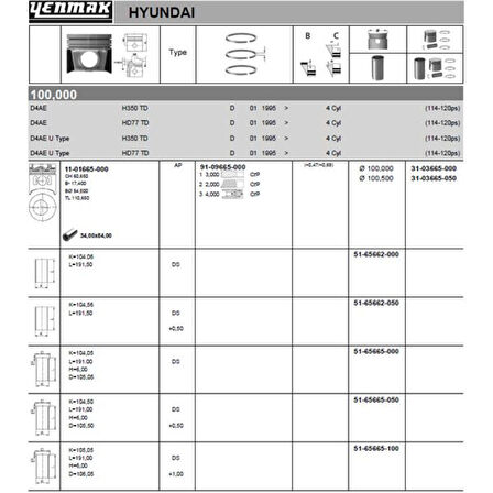Hyundaı Ticarı Motor Piston Segman Std H350 / Hd77 Kamyonet 100 MM - Yenmak 31-03665-000