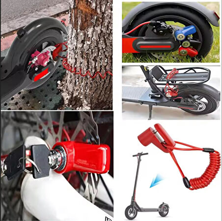 MOTORSİKLET SCOOTER BİSİKLET TEKERLEK ELEKTRİKLİ ARAÇ DİSK KİLİDİ GÜVENLİK KİLİTİ