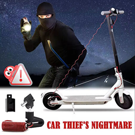 MOTORSİKLET SCOOTER BİSİKLET TEKERLEK ELEKTRİKLİ ARAÇ DİSK KİLİDİ GÜVENLİK KİLİTİ
