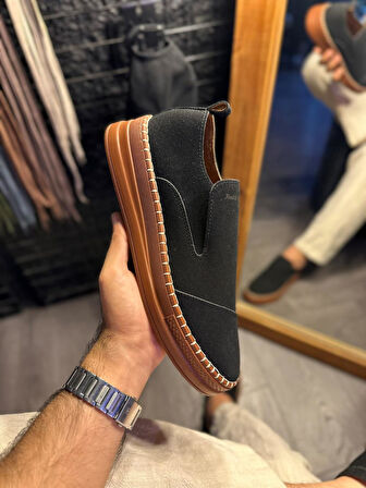 Knack Bağcıksız Mevsimlik Süet Ayakkabı 019 Siyah