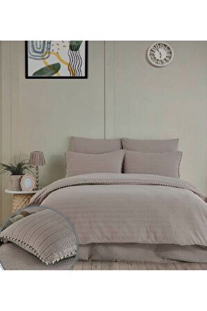 YENİ SEZON GOFRELİ FİTİLLİ SATEN %100 Pamuk Çift Kişilik EMBOSS Nevresim Tkm 6 Parça