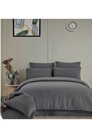 YENİ SEZON GOFRELİ FİTİLLİ SATEN %100 Pamuk Çift Kişilik EMBOSS Nevresim Tkm 6 Parça
