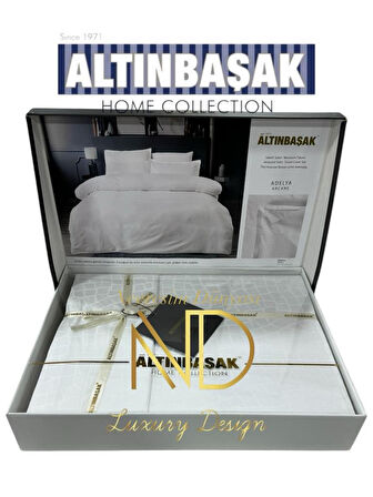 Altınbaşak Jakarlı Saten Çift Kişilik Nevresim Takımı Adelya Arcane